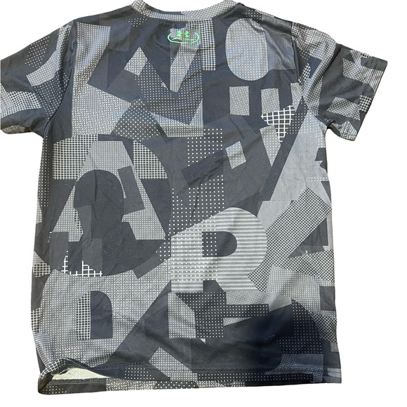 Under Armour Black and Gray Graphic Tee with Green Logo - Picture 2 of 3
